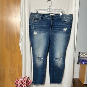 Slink Jeans Distressed Frayed Hem Crop Skinny Size 20